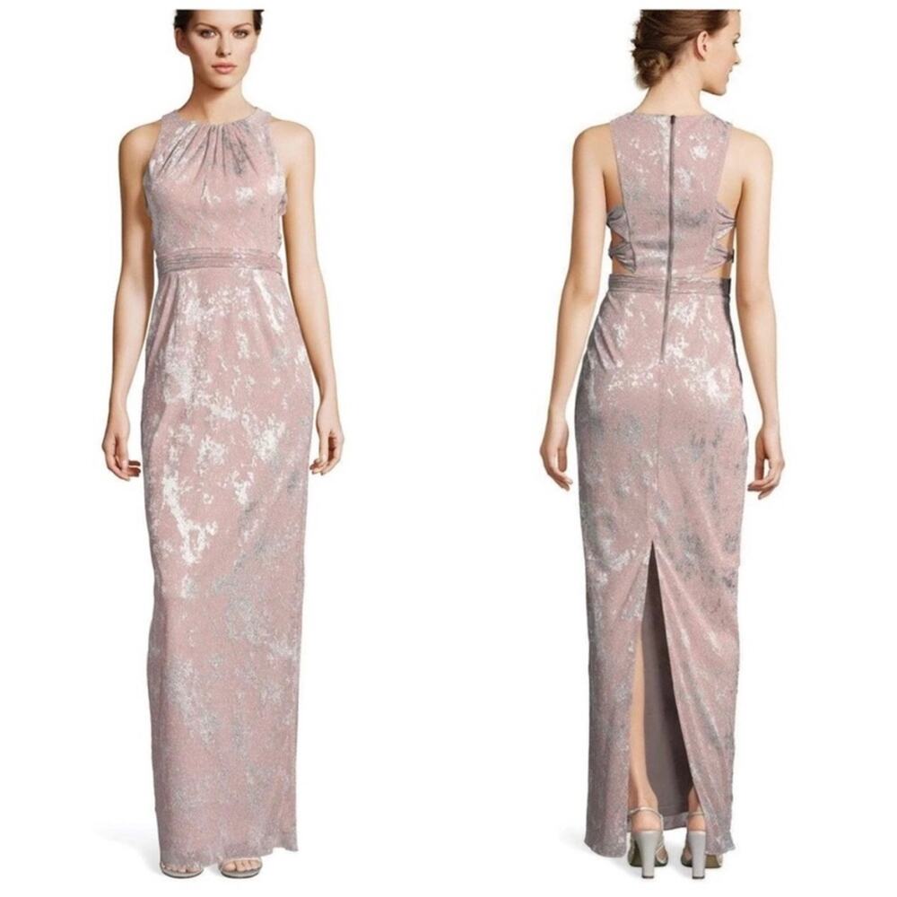 Women’s Formal Dress Size 14 Adrianna Papell Blush Pink Metallic Evening Gown
